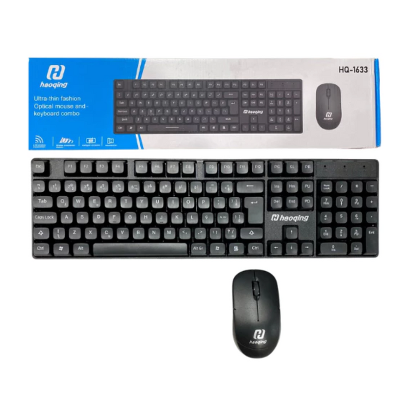 Kit Teclado e Mouse Sem Fio Ultra-thin Fashion HQ-1633 - Haoqing