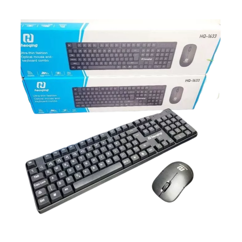 Kit Teclado e Mouse Sem Fio Ultra-thin Fashion HQ-1633 - Haoqing