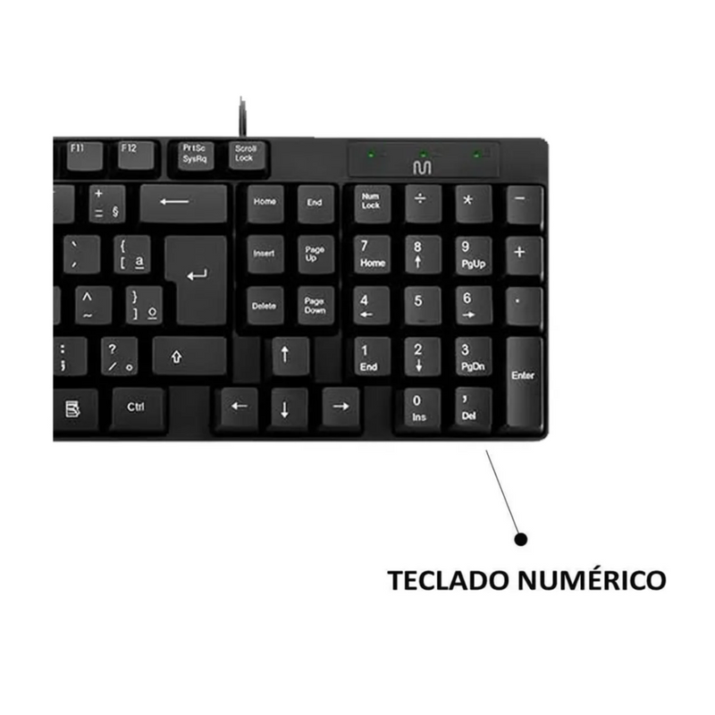 Teclado Multi Com Fio Tf100 Preto Português Brasil Cabo 1,2 Metros