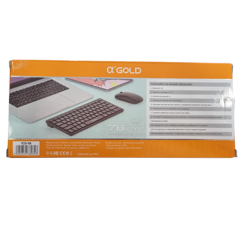 Teclado Sem Fio Bluetooth a’GOLD TCD-05 – Compacto, Moderno e Multifuncional