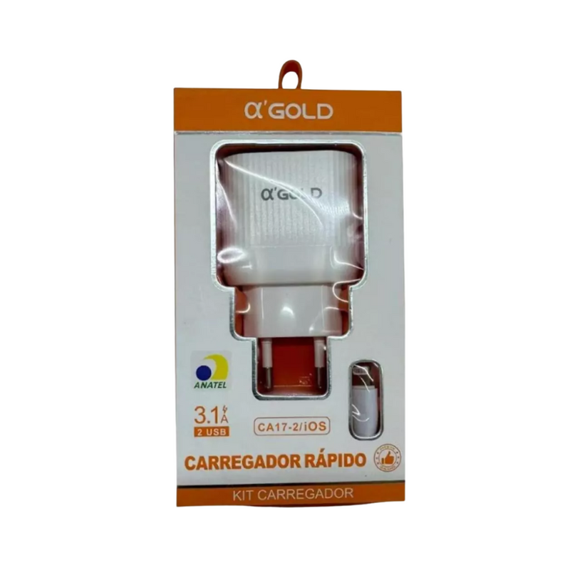Carregador Lightning a’GOLD com 2 Entradas USB 4.1A + Cabo USB iOS
