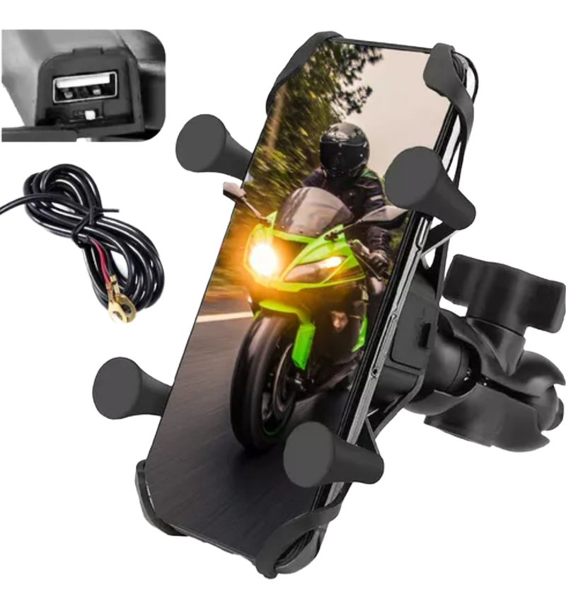 Suporte Universal De Celular Moto Carregador Usb Garras X