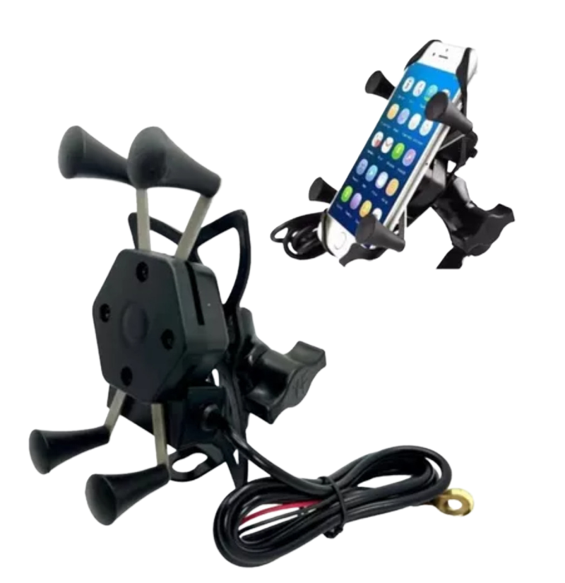 Suporte Universal De Celular Moto Carregador Usb Garras X